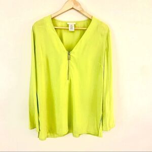 NWT MICHEAL KORS LIME GREEN ZIP FRONT TUNIC TOP